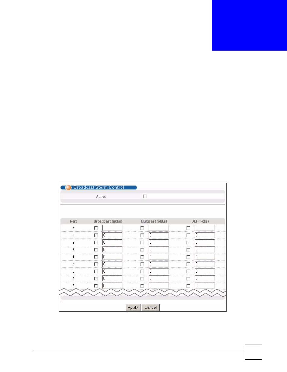 Broadcast storm control, 1 broadcast storm control setup, Chapter 13 broadcast storm control | Broadcast storm control (129) | ZyXEL Communications GS-4024 User Manual | Page 129 / 462