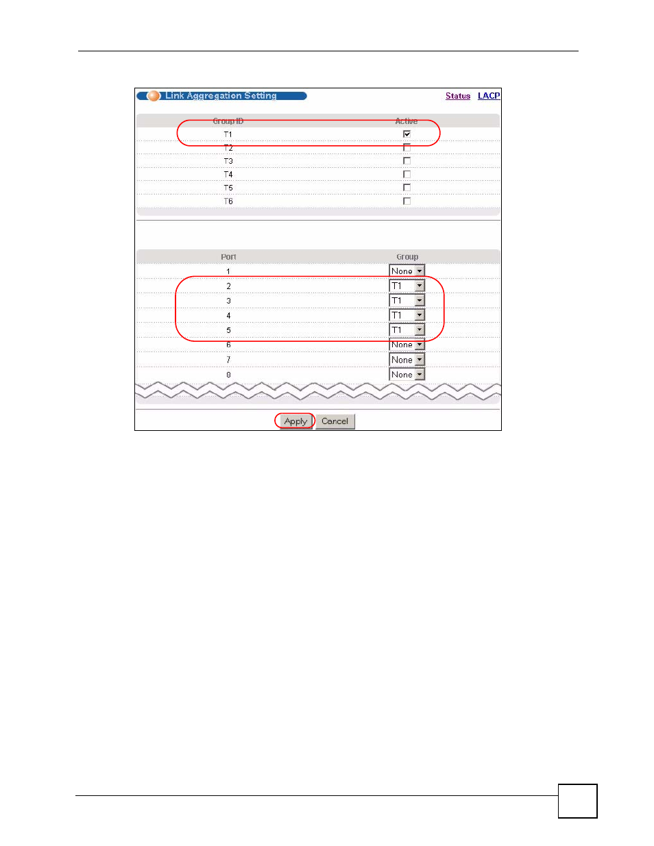 Figure 66 trunking example - configuration screen | ZyXEL Communications GS-4024 User Manual | Page 139 / 462