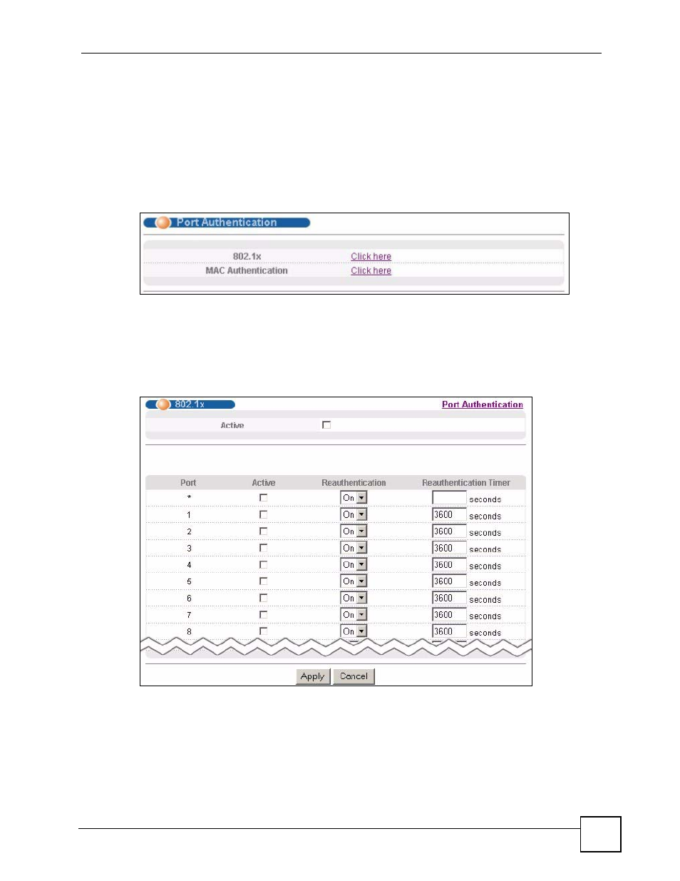 2 port authentication configuration, 1 activate ieee 802.1x security | ZyXEL Communications GS-4024 User Manual | Page 143 / 462