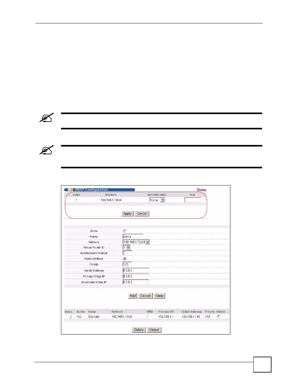 3 vrrp configuration, 1 ip interface setup, Figure 155 vrrp configuration: ip interface | ZyXEL Communications GS-4024 User Manual | Page 269 / 462