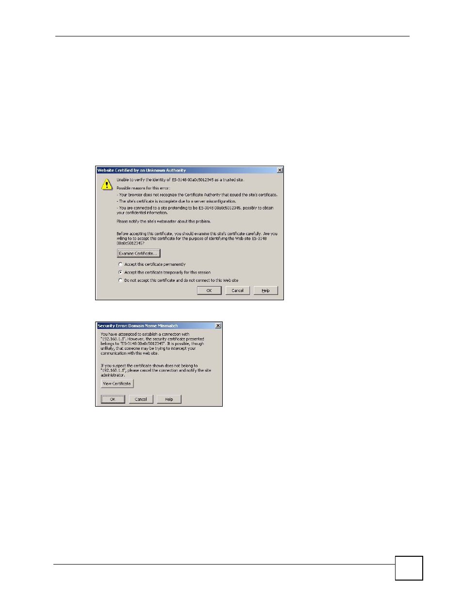 2 netscape navigator warning messages, 3 the main screen, Figure 183 security certificate 1 (netscape) | Figure 184 security certificate 2 (netscape) | ZyXEL Communications GS-4024 User Manual | Page 299 / 462
