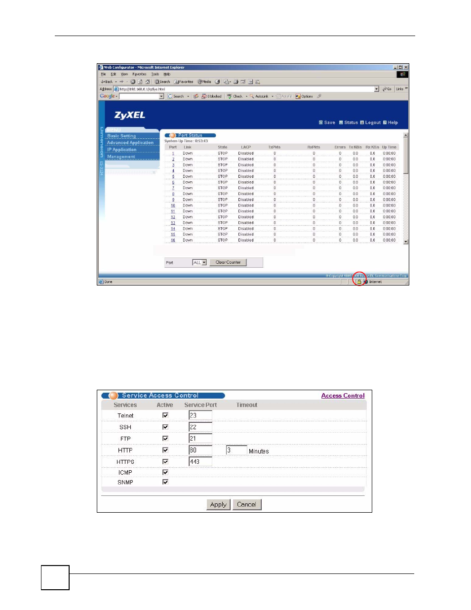 9 service port access control, Figure 186 access control: service access control | ZyXEL Communications GS-4024 User Manual | Page 300 / 462