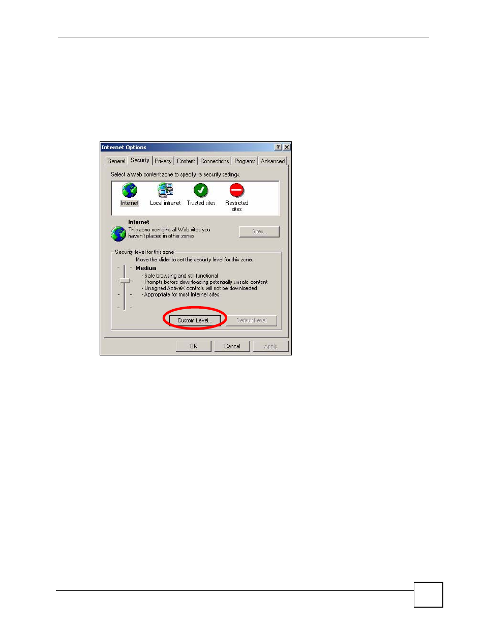Figure 208 internet options | ZyXEL Communications GS-4024 User Manual | Page 419 / 462