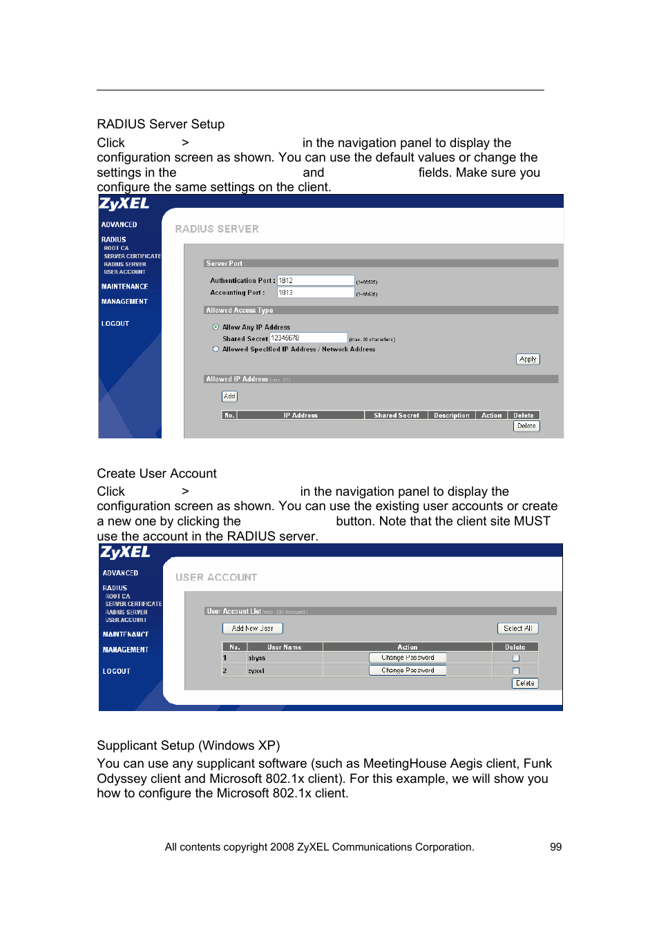 ZyXEL Communications VES-1616 User Manual | Page 100 / 118