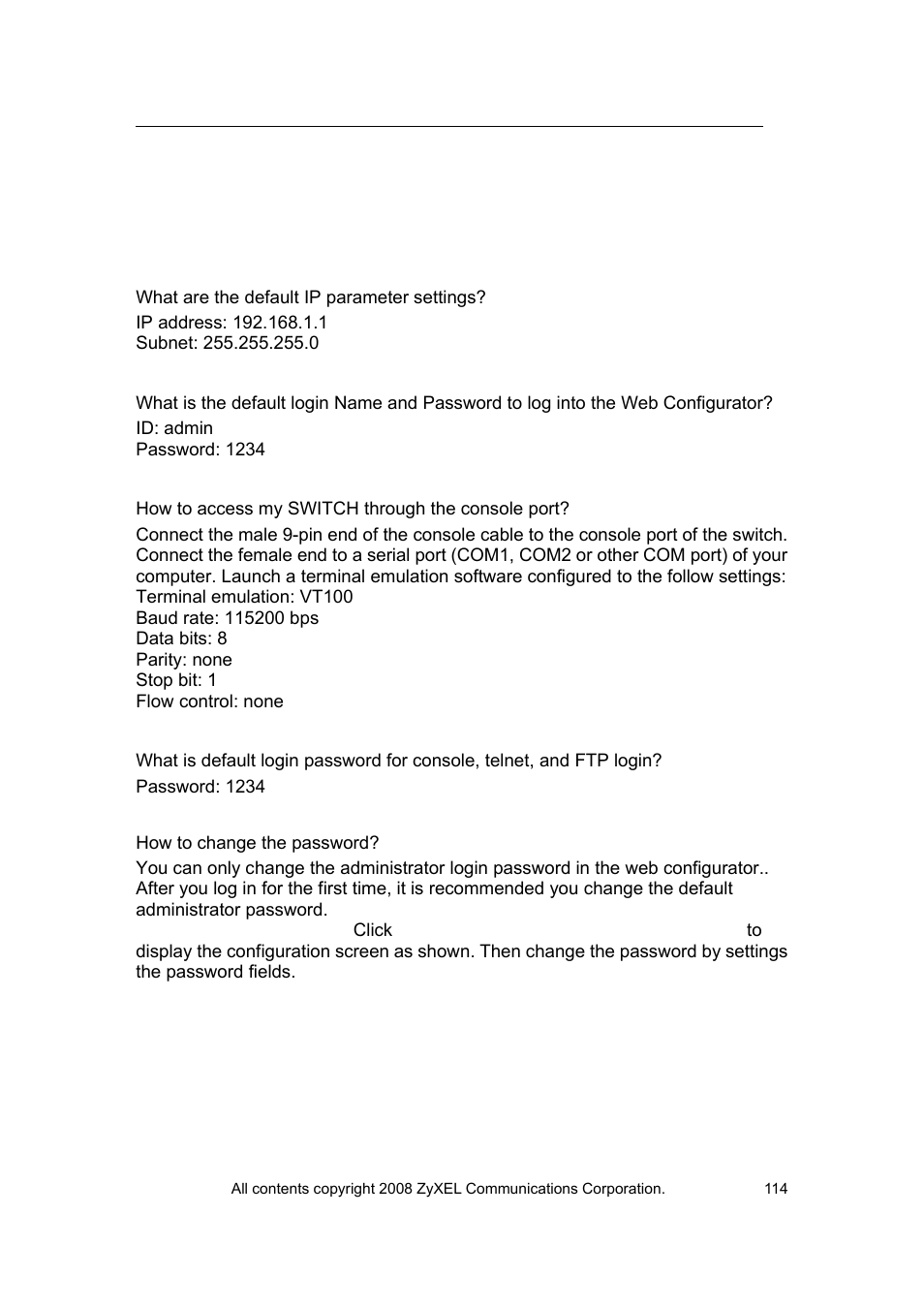ZyXEL Communications VES-1616 User Manual | Page 115 / 118