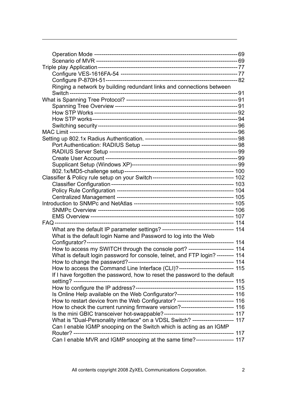 ZyXEL Communications VES-1616 User Manual | Page 3 / 118