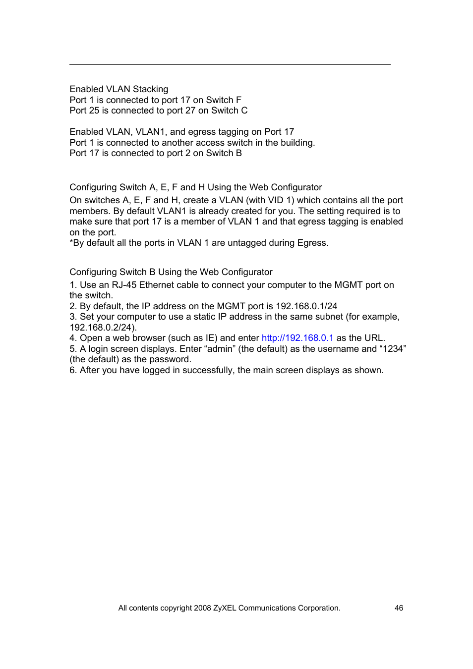 ZyXEL Communications VES-1616 User Manual | Page 47 / 118