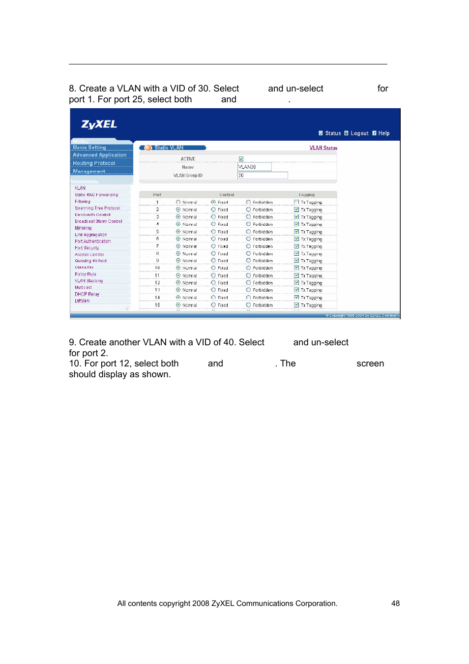 ZyXEL Communications VES-1616 User Manual | Page 49 / 118