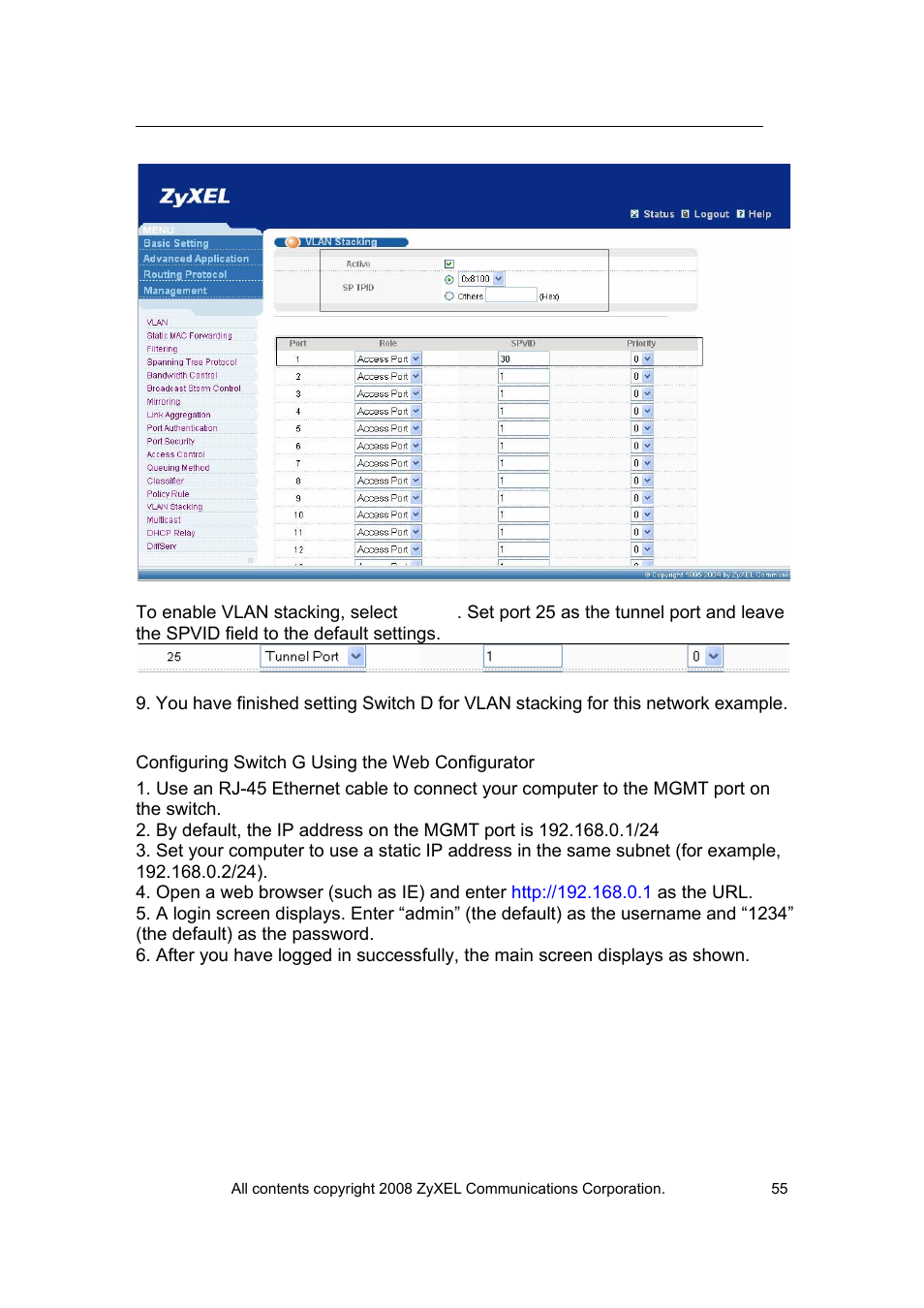 ZyXEL Communications VES-1616 User Manual | Page 56 / 118