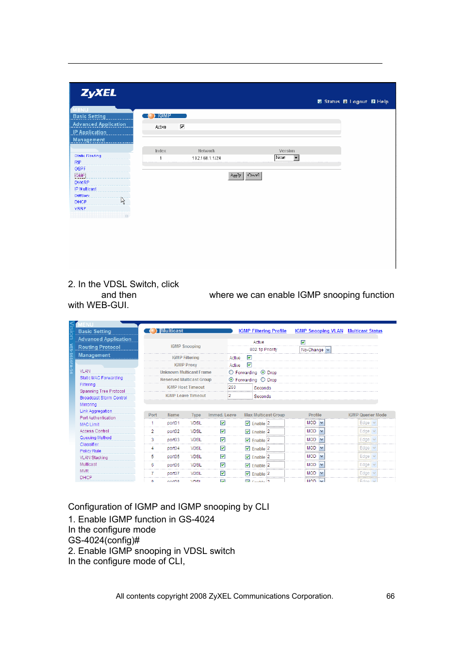 ZyXEL Communications VES-1616 User Manual | Page 67 / 118