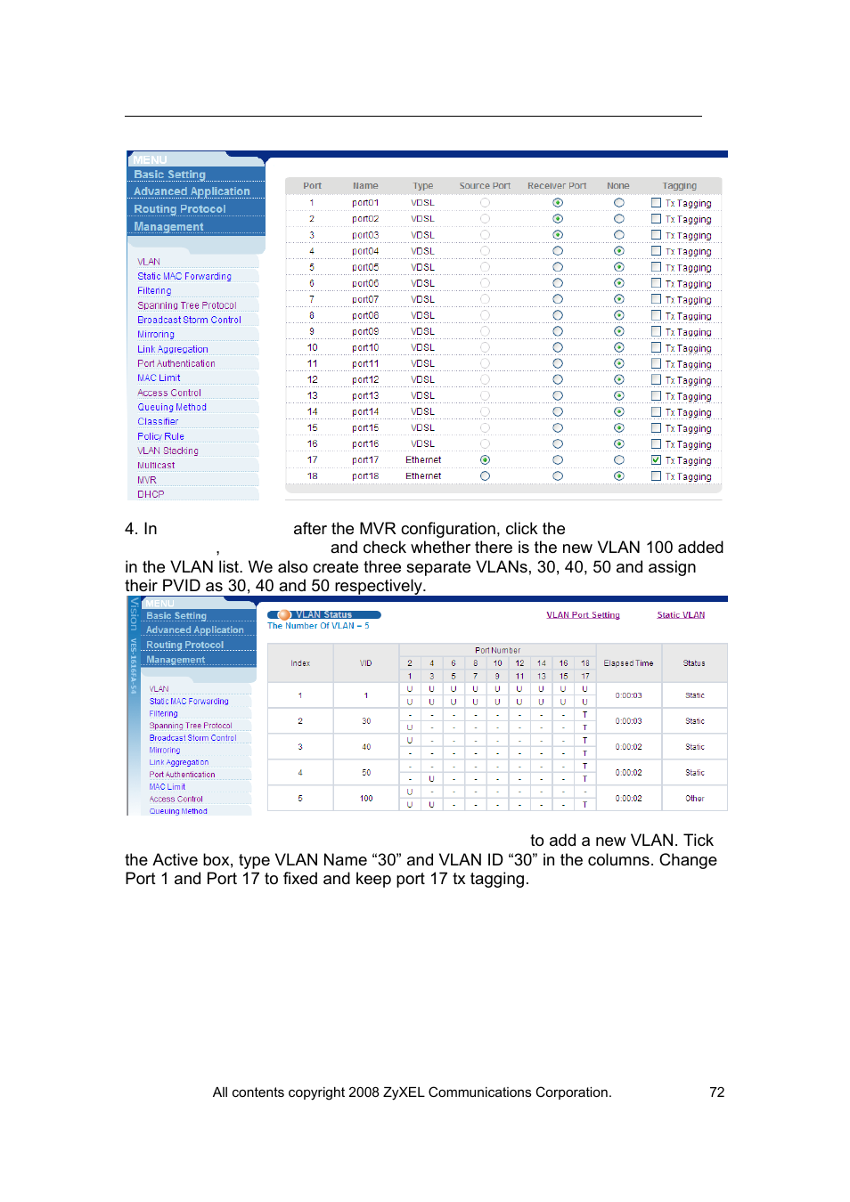 ZyXEL Communications VES-1616 User Manual | Page 73 / 118