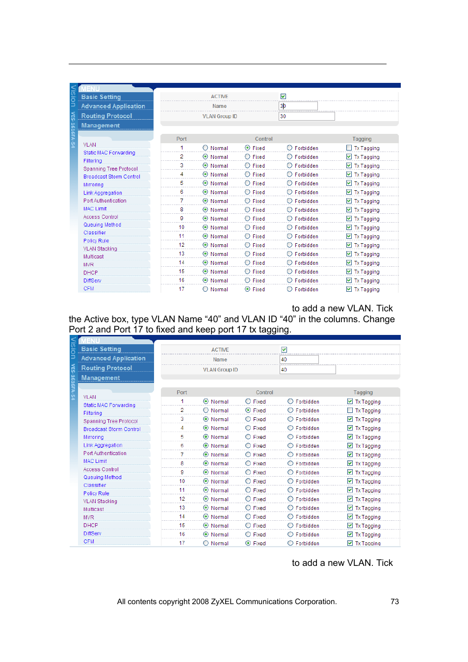 ZyXEL Communications VES-1616 User Manual | Page 74 / 118