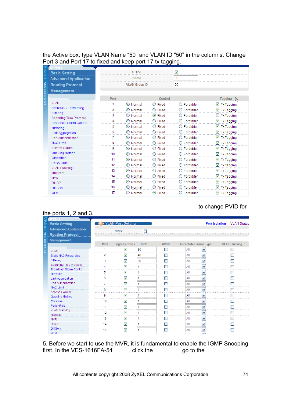 ZyXEL Communications VES-1616 User Manual | Page 75 / 118