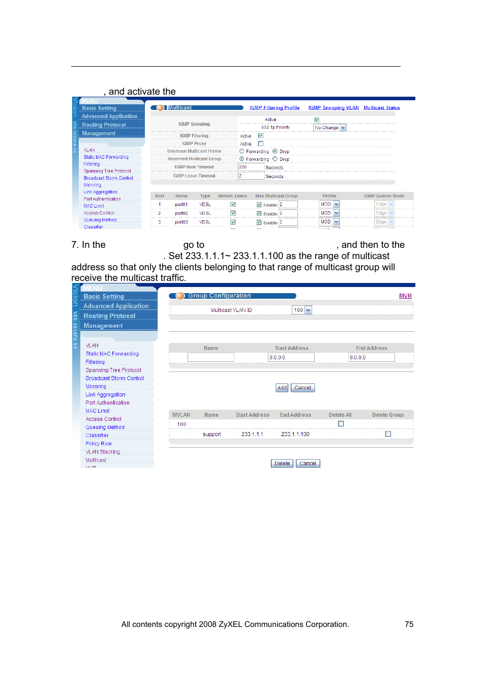 Configuration via cli | ZyXEL Communications VES-1616 User Manual | Page 76 / 118