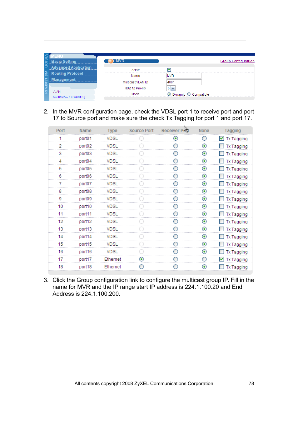 ZyXEL Communications VES-1616 User Manual | Page 79 / 118