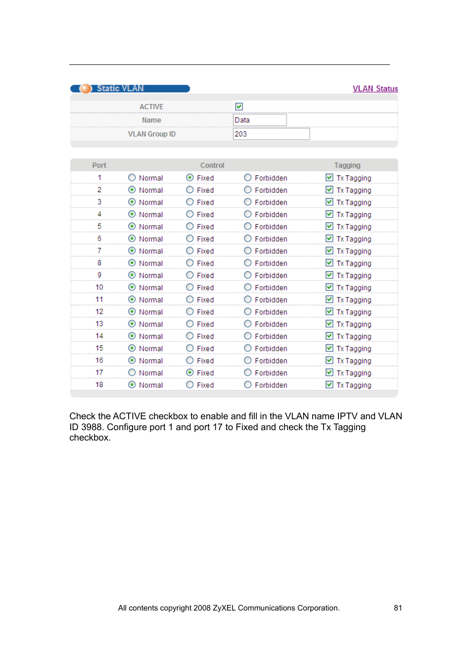 ZyXEL Communications VES-1616 User Manual | Page 82 / 118