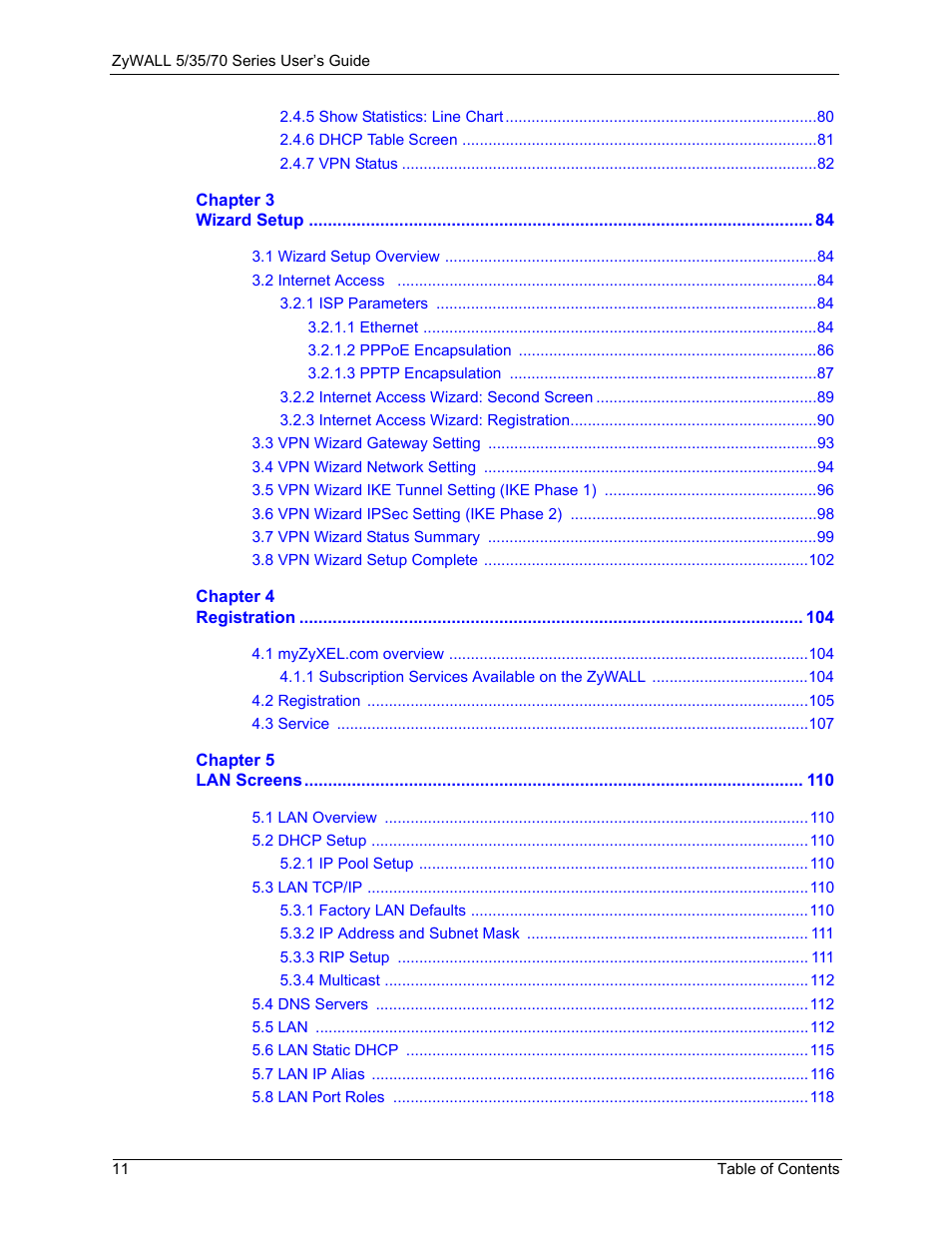 ZyXEL Communications 70 Series User Manual | Page 11 / 807