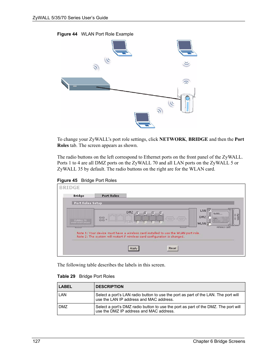 Table 29 bridge port roles | ZyXEL Communications 70 Series User Manual | Page 127 / 807