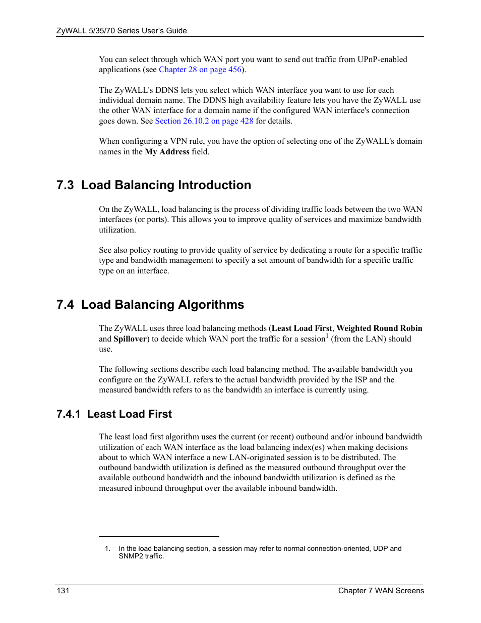3 load balancing introduction, 4 load balancing algorithms, 1 least load first | ZyXEL Communications 70 Series User Manual | Page 131 / 807