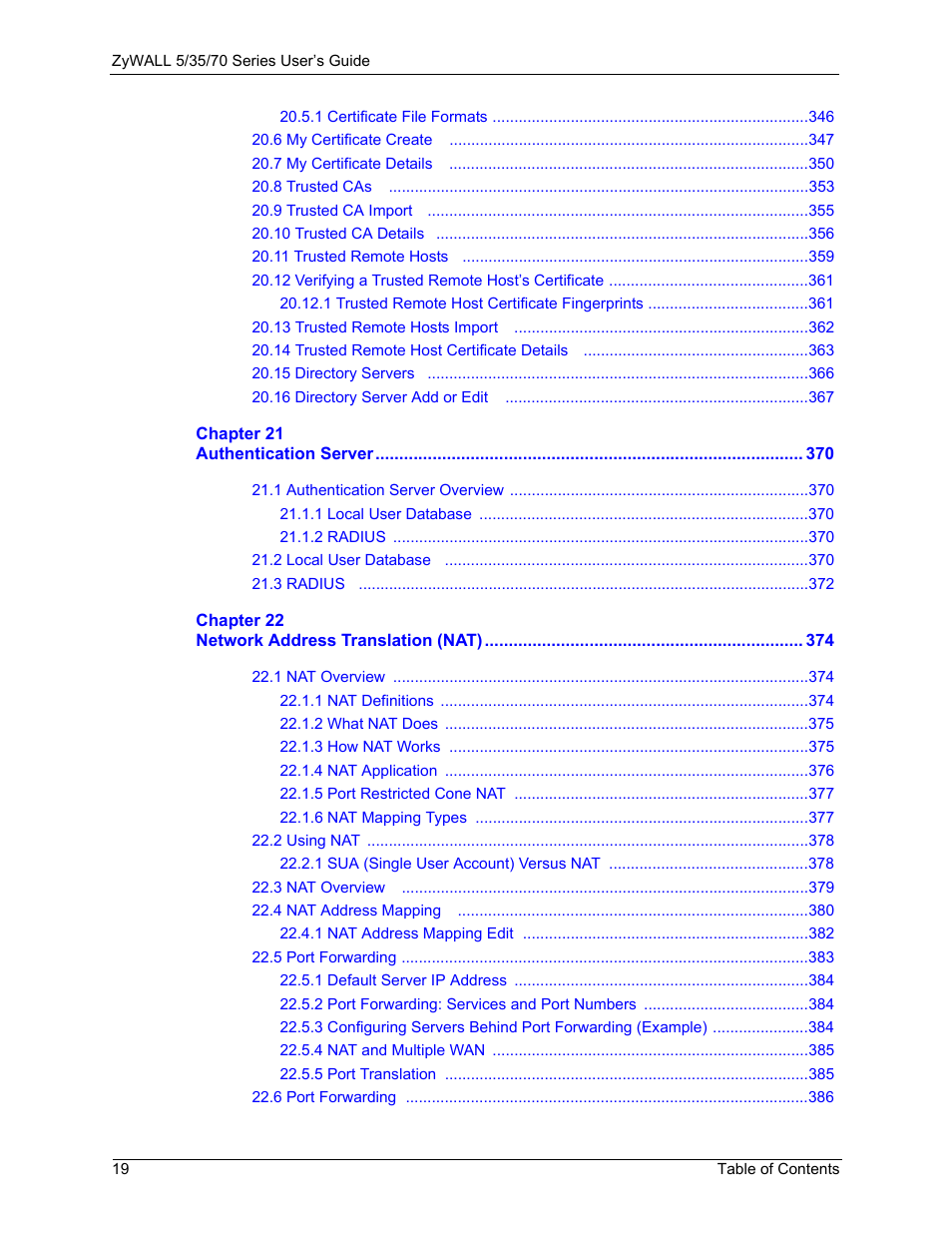 ZyXEL Communications 70 Series User Manual | Page 19 / 807
