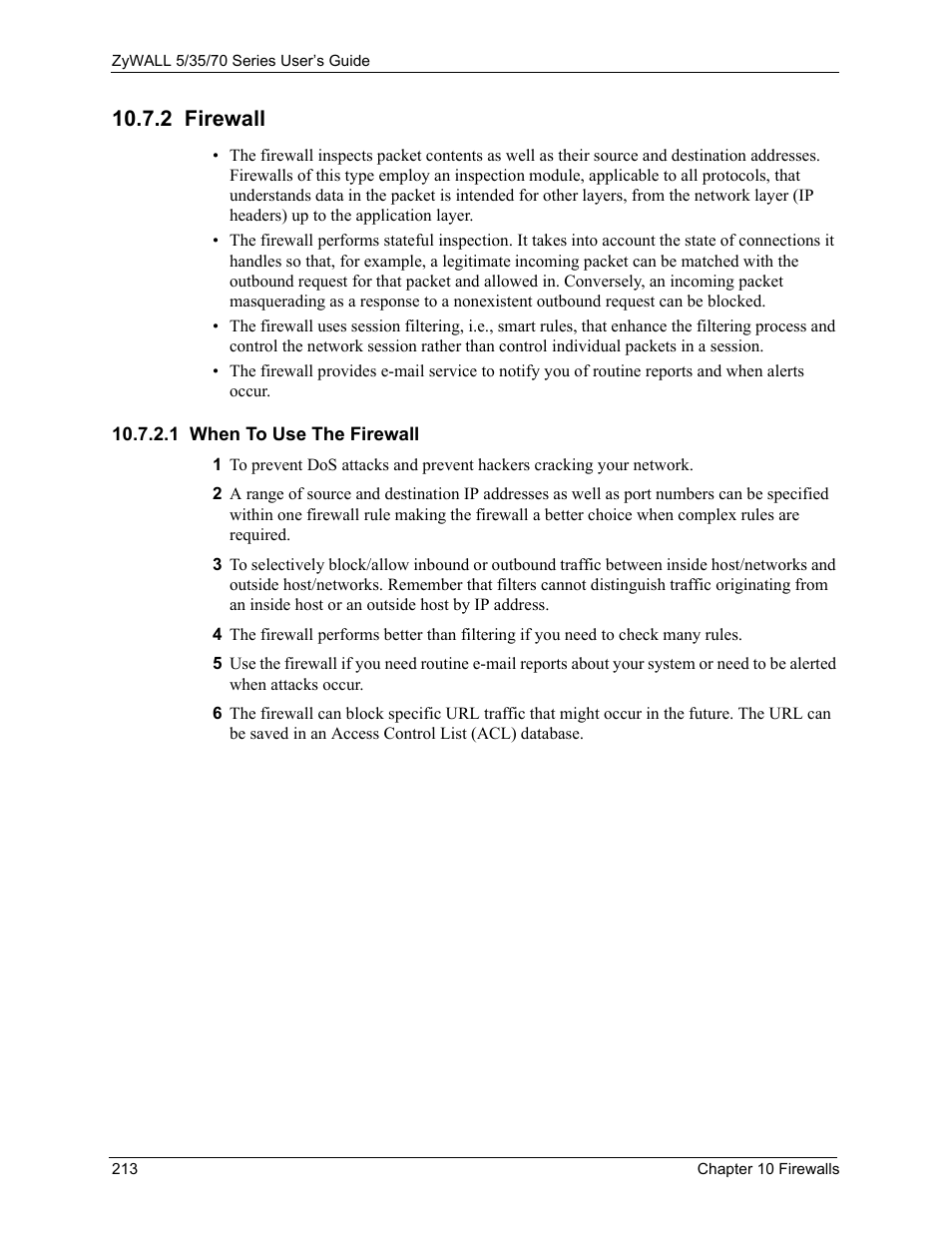 2 firewall, 1 when to use the firewall | ZyXEL Communications 70 Series User Manual | Page 213 / 807