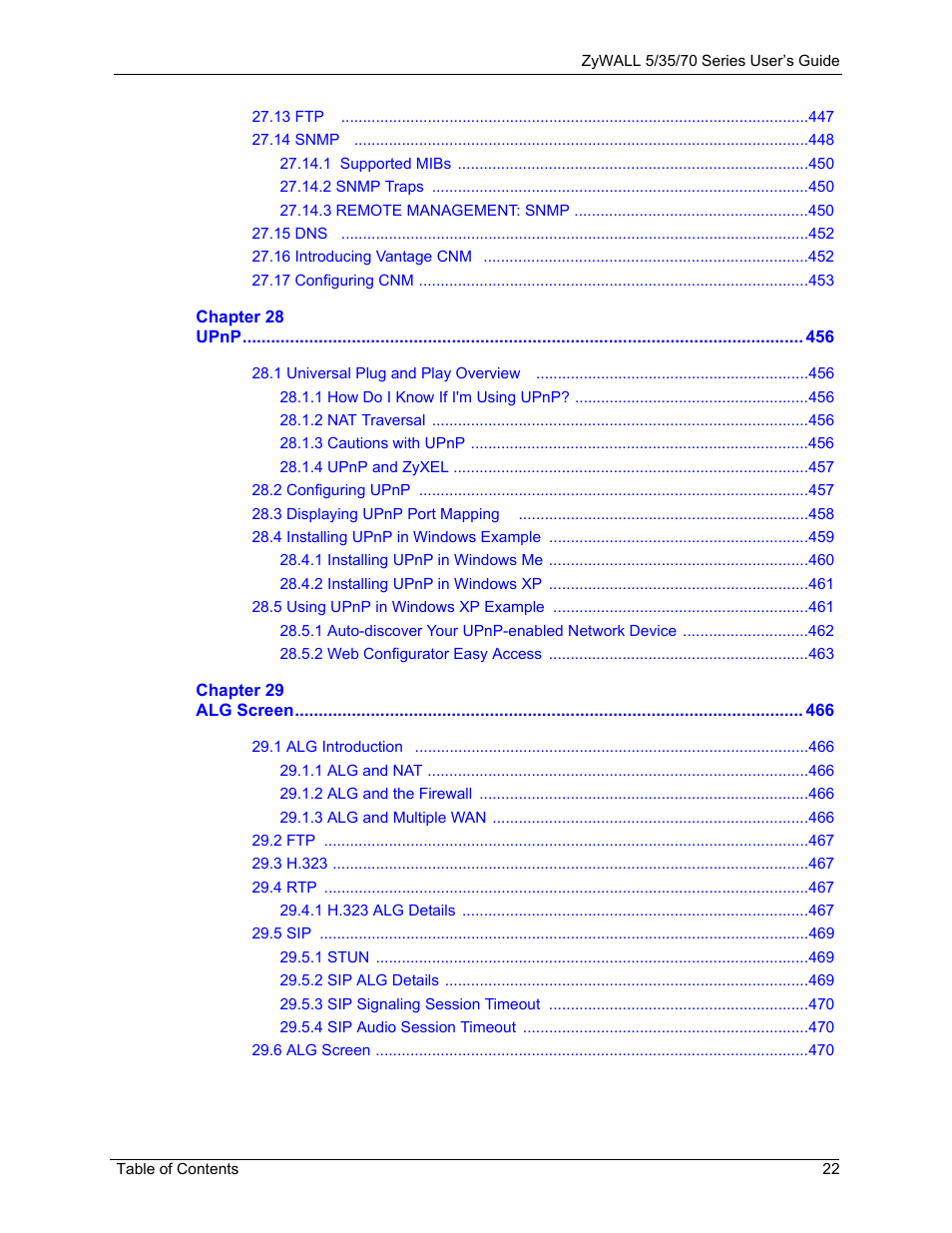 ZyXEL Communications 70 Series User Manual | Page 22 / 807