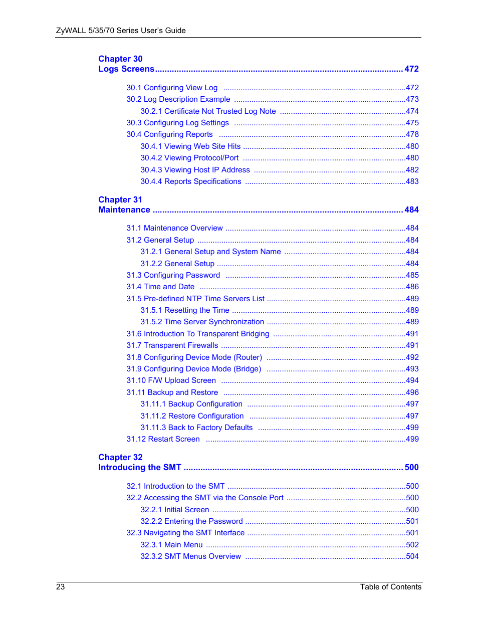 ZyXEL Communications 70 Series User Manual | Page 23 / 807
