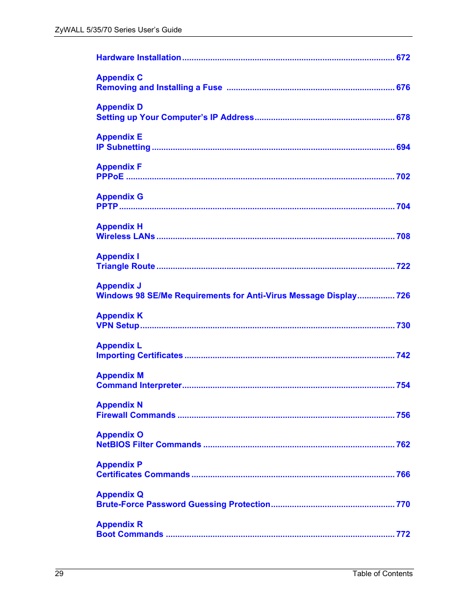 ZyXEL Communications 70 Series User Manual | Page 29 / 807