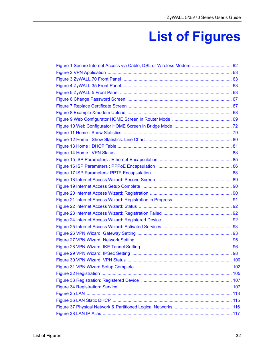 List of figures | ZyXEL Communications 70 Series User Manual | Page 32 / 807