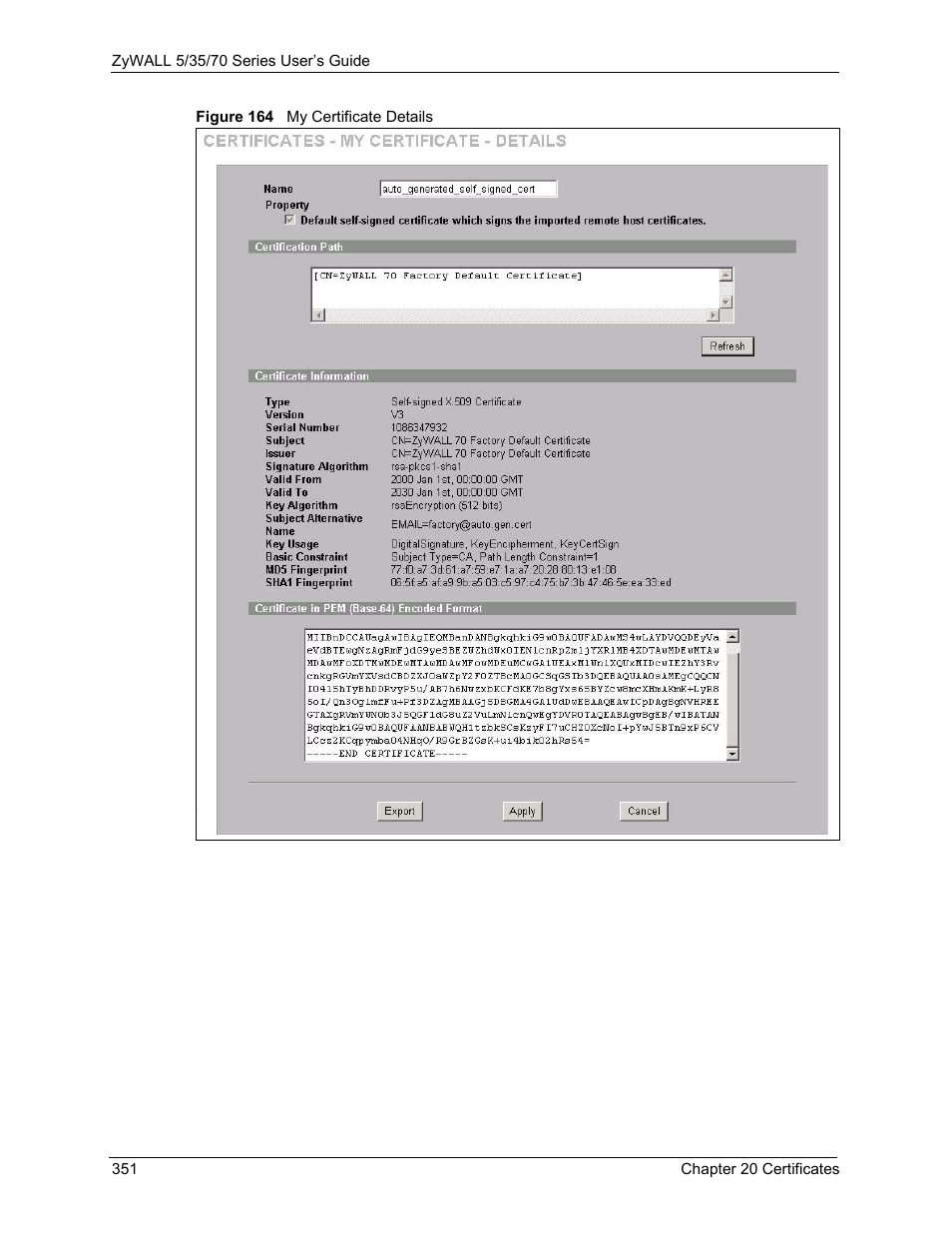 Figure 164 my certificate details | ZyXEL Communications 70 Series User Manual | Page 351 / 807