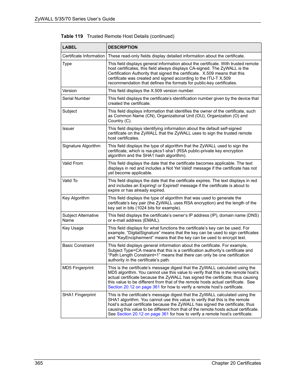 ZyXEL Communications 70 Series User Manual | Page 365 / 807