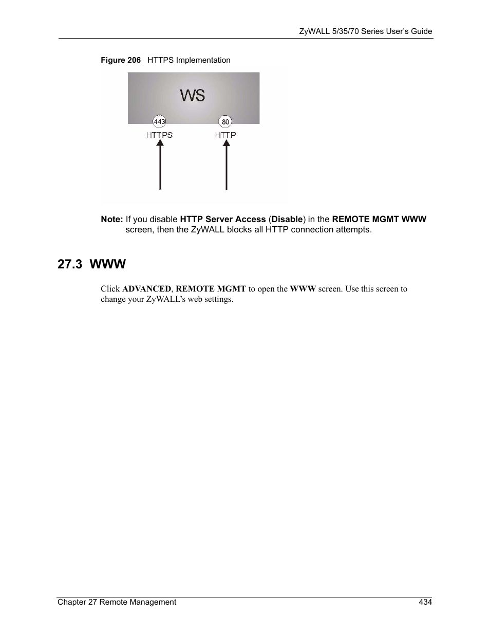 3 www, Figure 206 https implementation | ZyXEL Communications 70 Series User Manual | Page 434 / 807