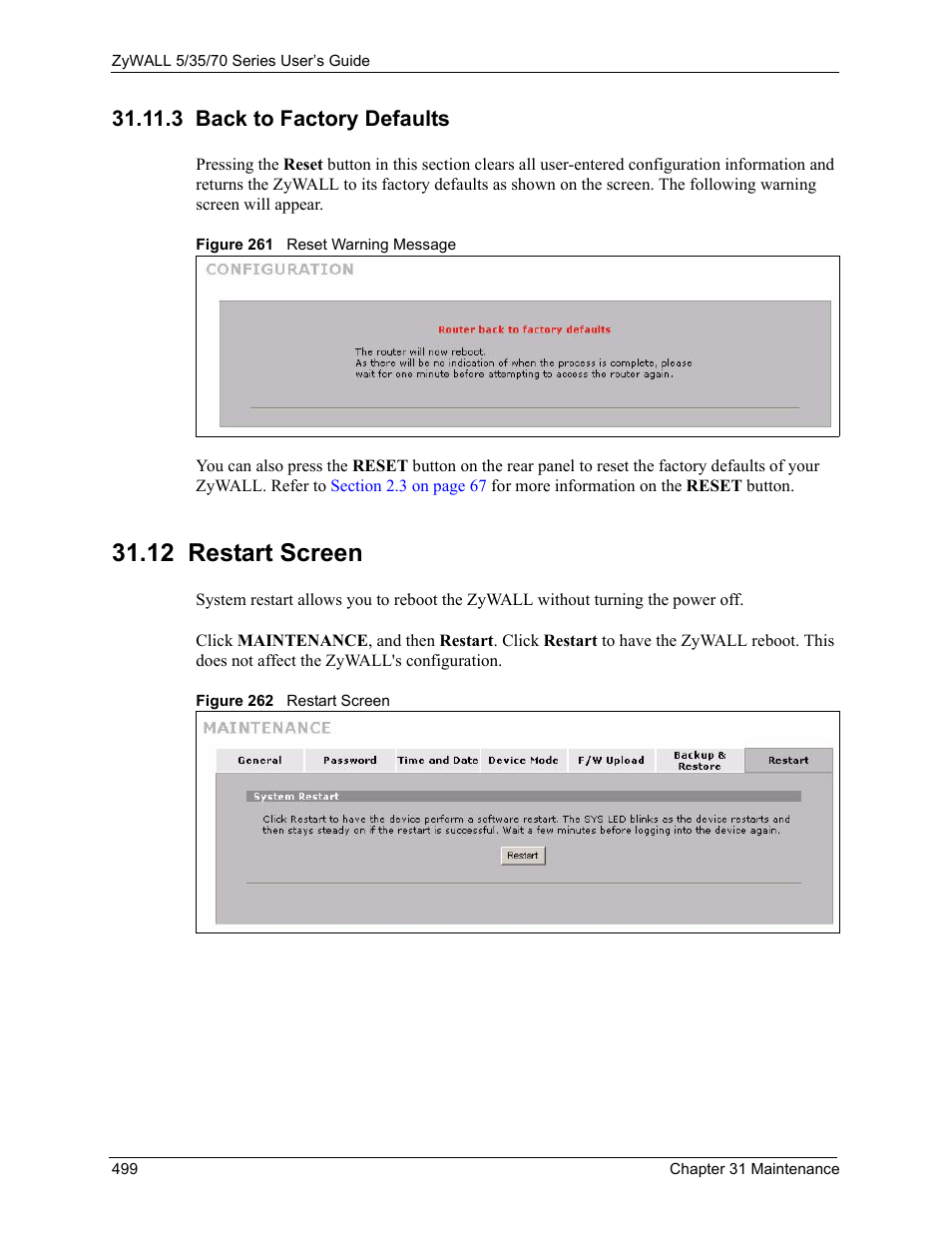 3 back to factory defaults, 12 restart screen | ZyXEL Communications 70 Series User Manual | Page 499 / 807