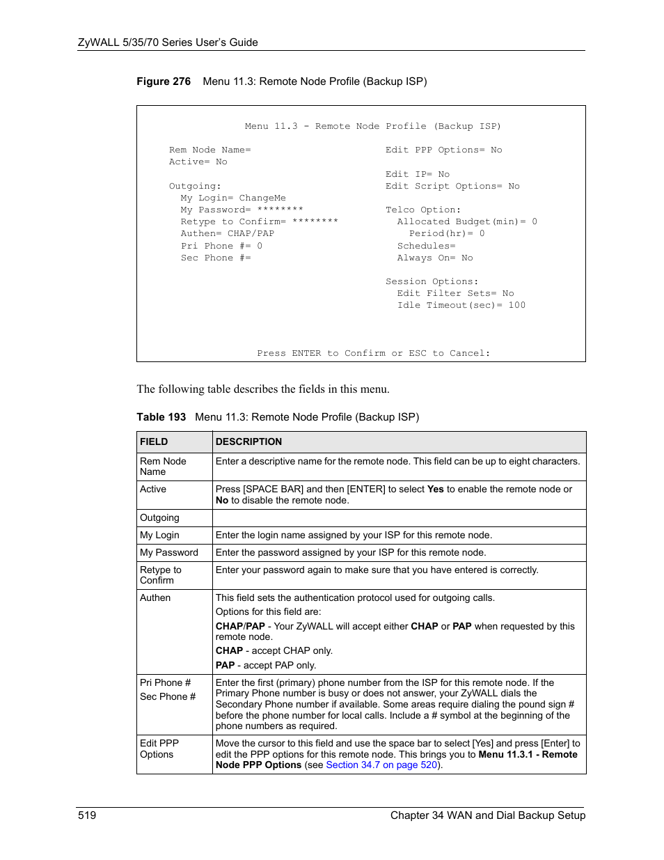 ZyXEL Communications 70 Series User Manual | Page 519 / 807