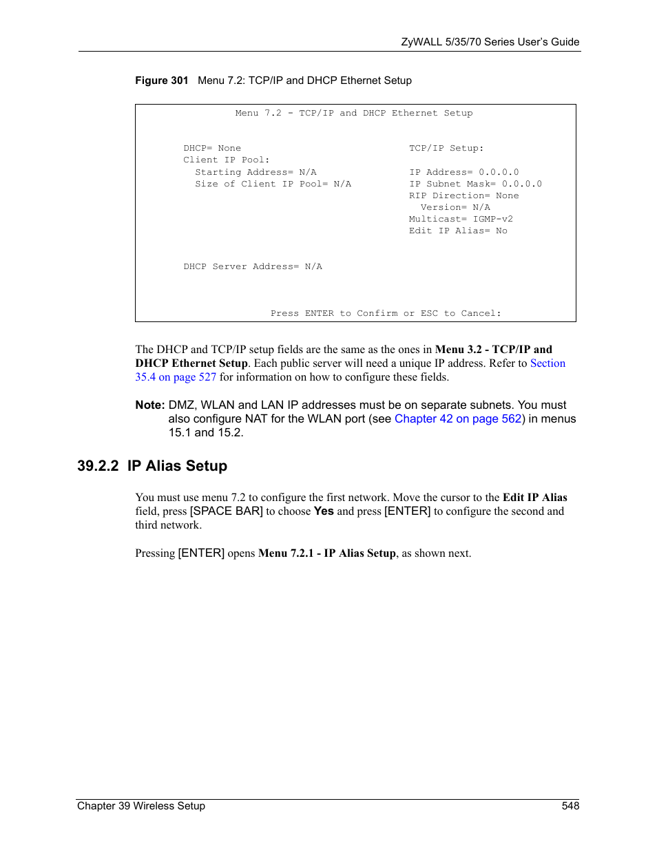 2 ip alias setup | ZyXEL Communications 70 Series User Manual | Page 548 / 807