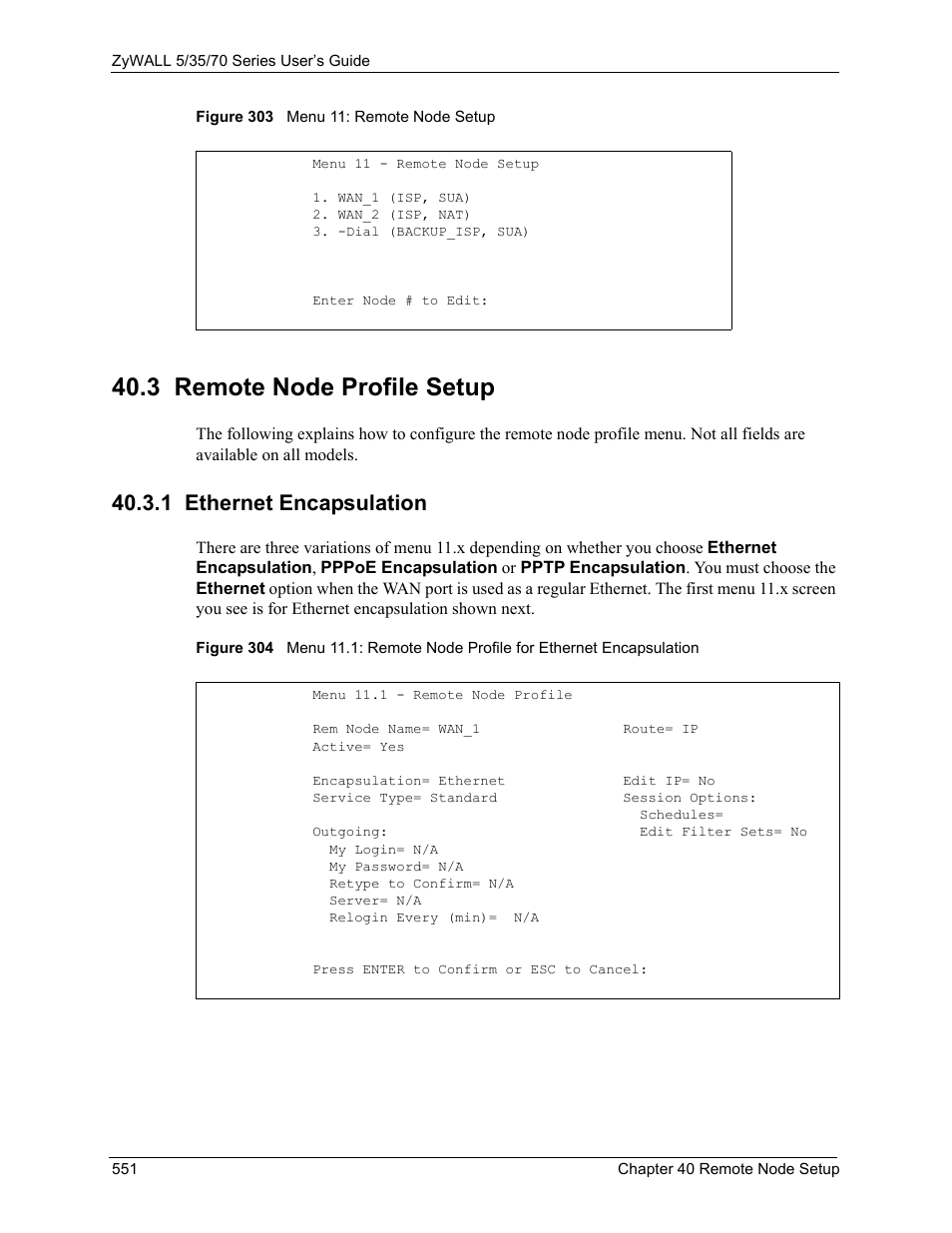 3 remote node profile setup, 1 ethernet encapsulation | ZyXEL Communications 70 Series User Manual | Page 551 / 807