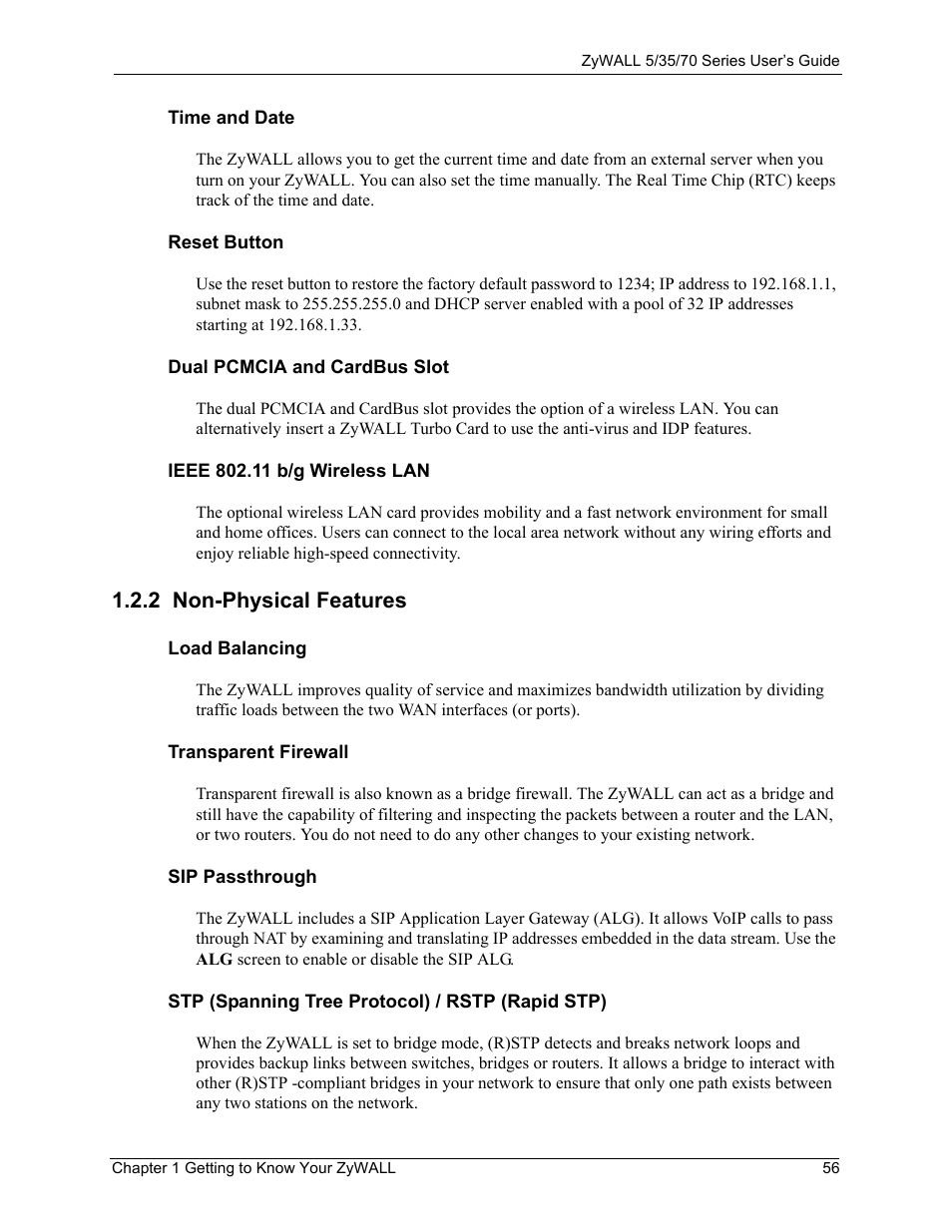 2 non-physical features | ZyXEL Communications 70 Series User Manual | Page 56 / 807