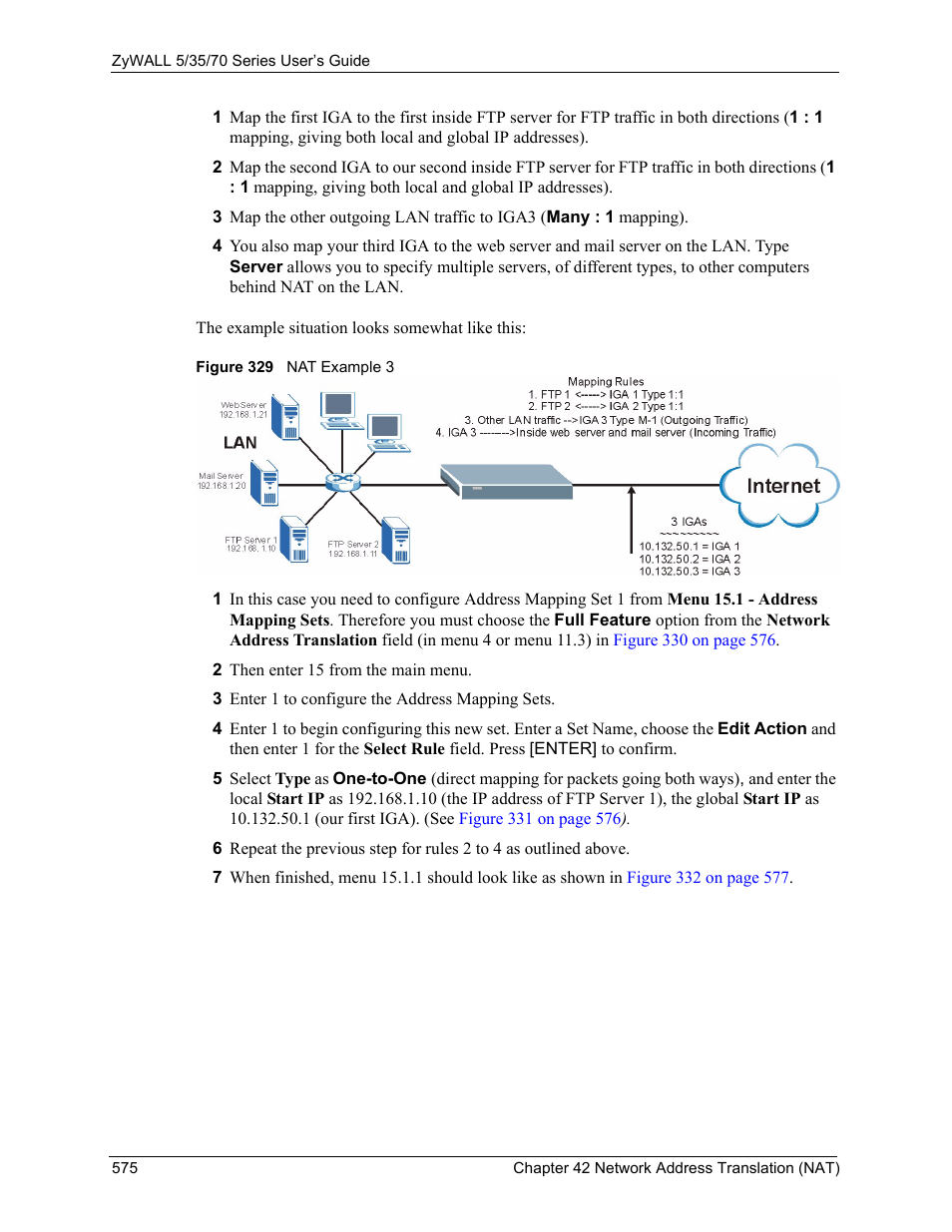 Figure 329 nat example 3 | ZyXEL Communications 70 Series User Manual | Page 575 / 807
