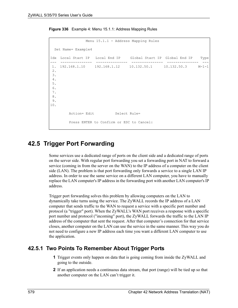 5 trigger port forwarding, 1 two points to remember about trigger ports | ZyXEL Communications 70 Series User Manual | Page 579 / 807