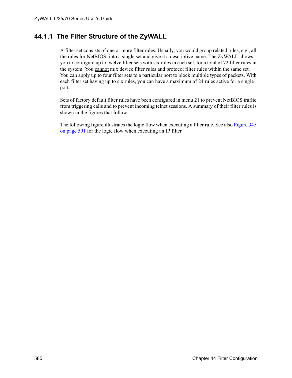 1 the filter structure of the zywall | ZyXEL Communications 70 Series User Manual | Page 585 / 807