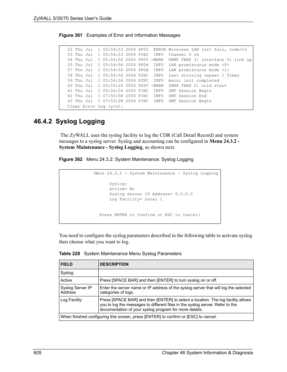 2 syslog logging | ZyXEL Communications 70 Series User Manual | Page 605 / 807