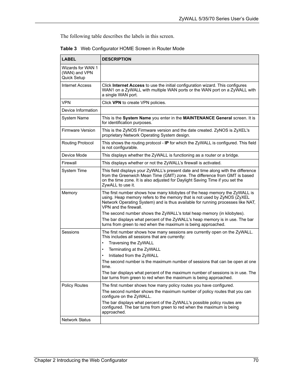 ZyXEL Communications 70 Series User Manual | Page 70 / 807