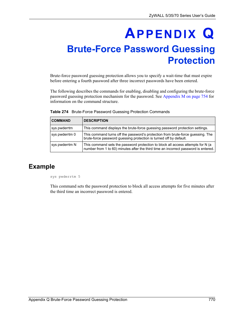 Q. brute-force password guessing protection, Example, Brute-force password guessing protection | ZyXEL Communications 70 Series User Manual | Page 770 / 807
