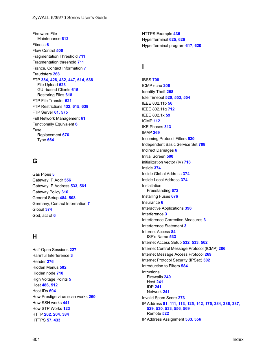ZyXEL Communications 70 Series User Manual | Page 801 / 807