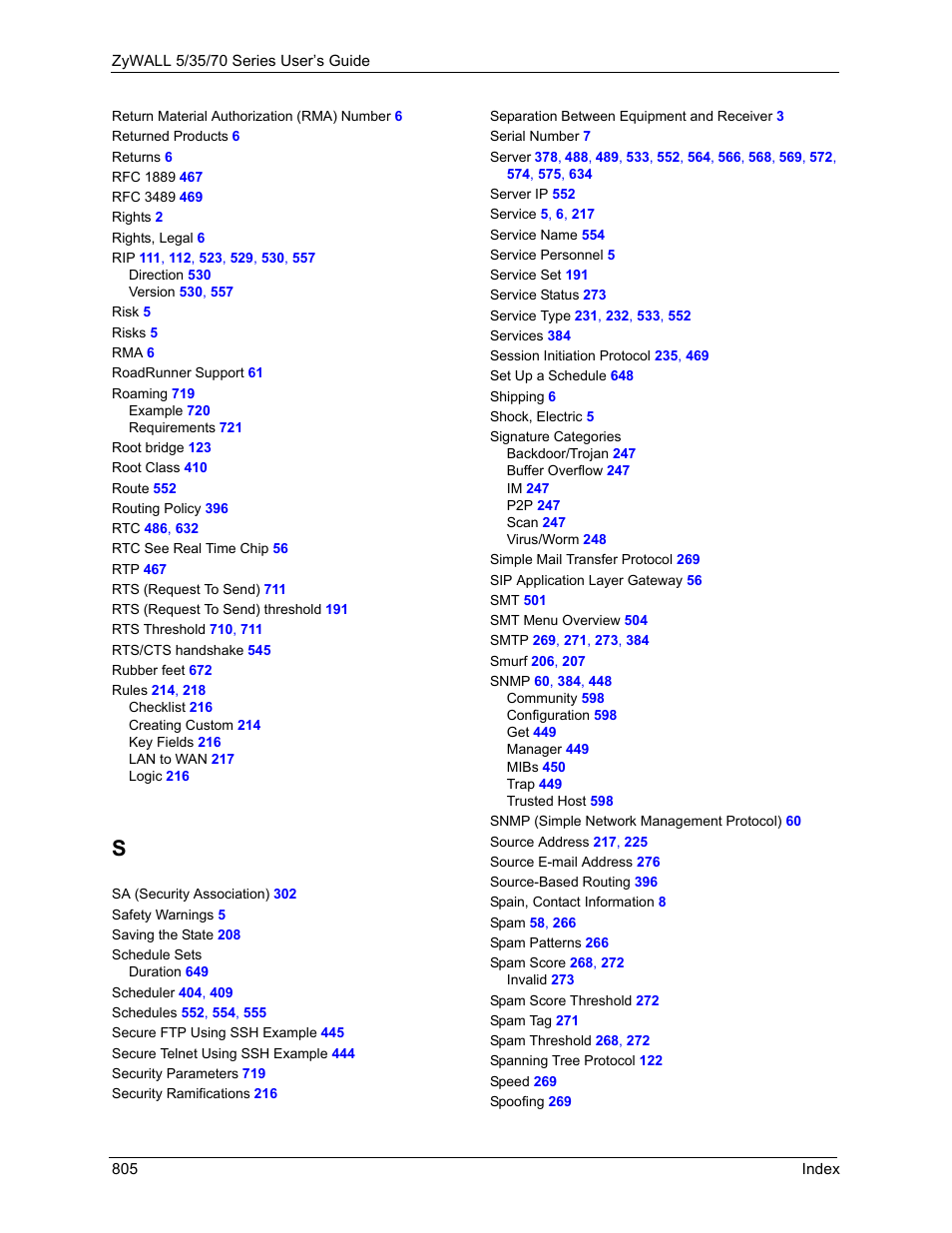 ZyXEL Communications 70 Series User Manual | Page 805 / 807