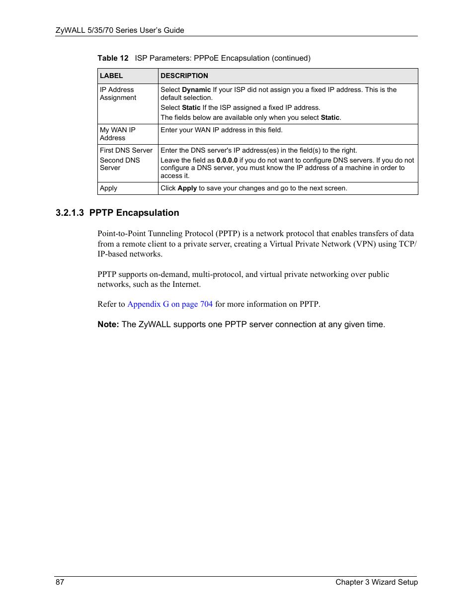 3 pptp encapsulation | ZyXEL Communications 70 Series User Manual | Page 87 / 807