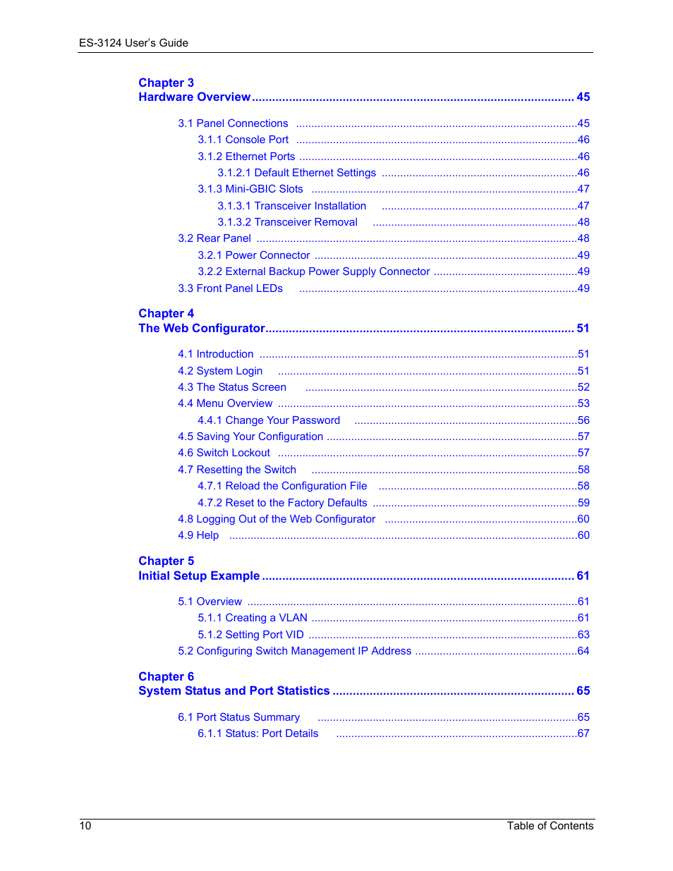 ZyXEL Communications LAYER 3 ES-3124 User Manual | Page 12 / 337