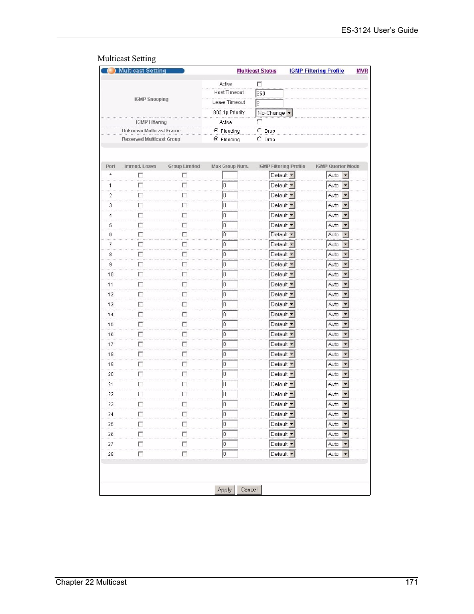 ZyXEL Communications LAYER 3 ES-3124 User Manual | Page 173 / 337