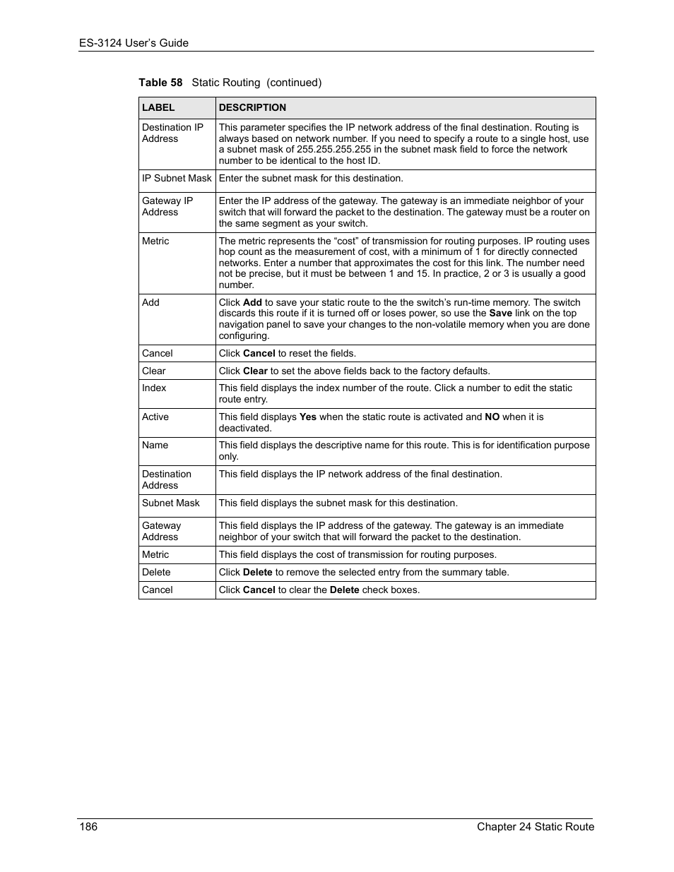 ZyXEL Communications LAYER 3 ES-3124 User Manual | Page 188 / 337