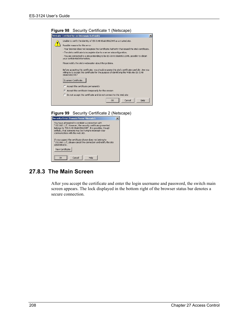 3 the main screen | ZyXEL Communications LAYER 3 ES-3124 User Manual | Page 210 / 337